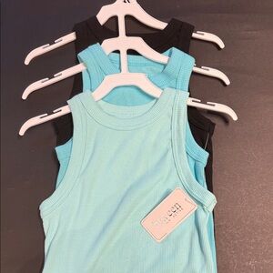 BTWEEN ACTIVE Girls Active Ribbed Tank Tops size 10 3 Pack black and aqua NWT